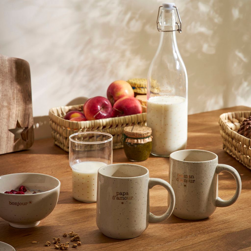 Mug moucheté maman en grès blanc 35cl - Beezz