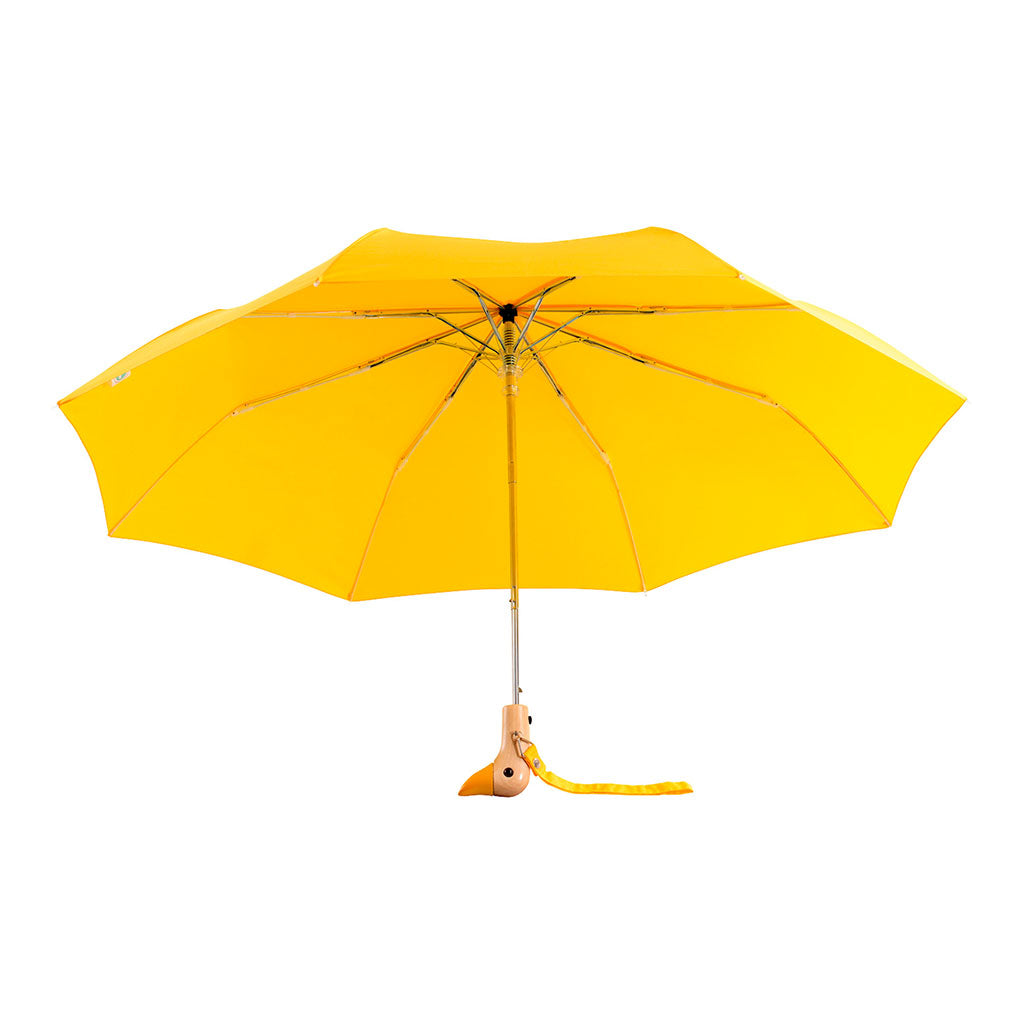 Parapluie compact manche tête de canard jaune