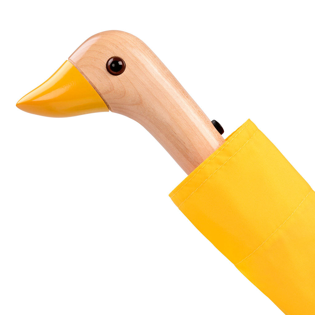 Parapluie compact manche tête de canard jaune