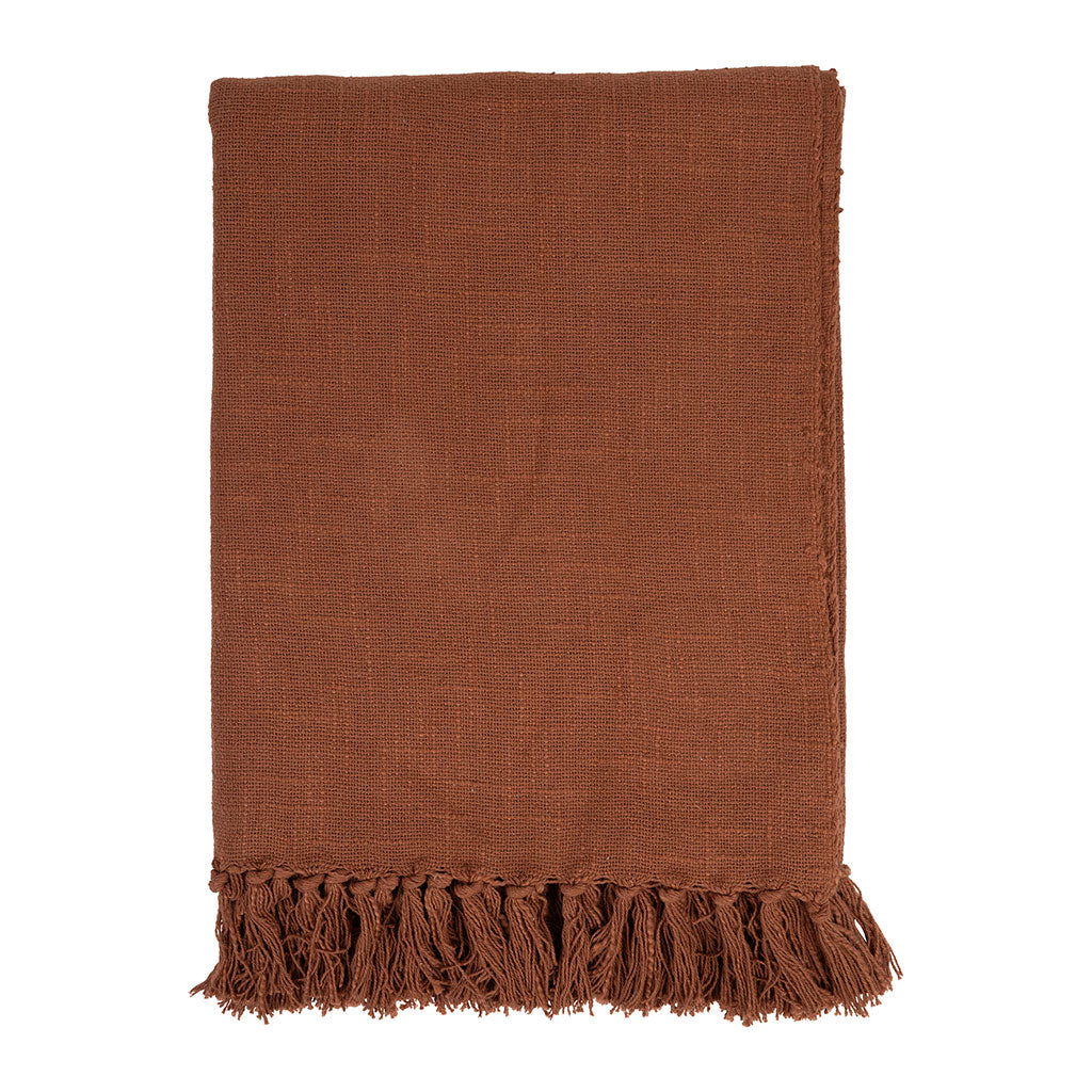 Plaid en coton terracotta 170x130cm - Allegra