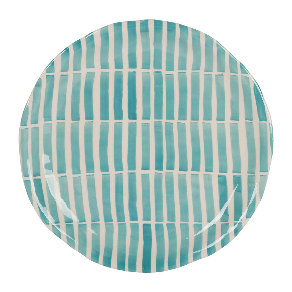 Plat en terre cuite turquoise d33cm - Lisia