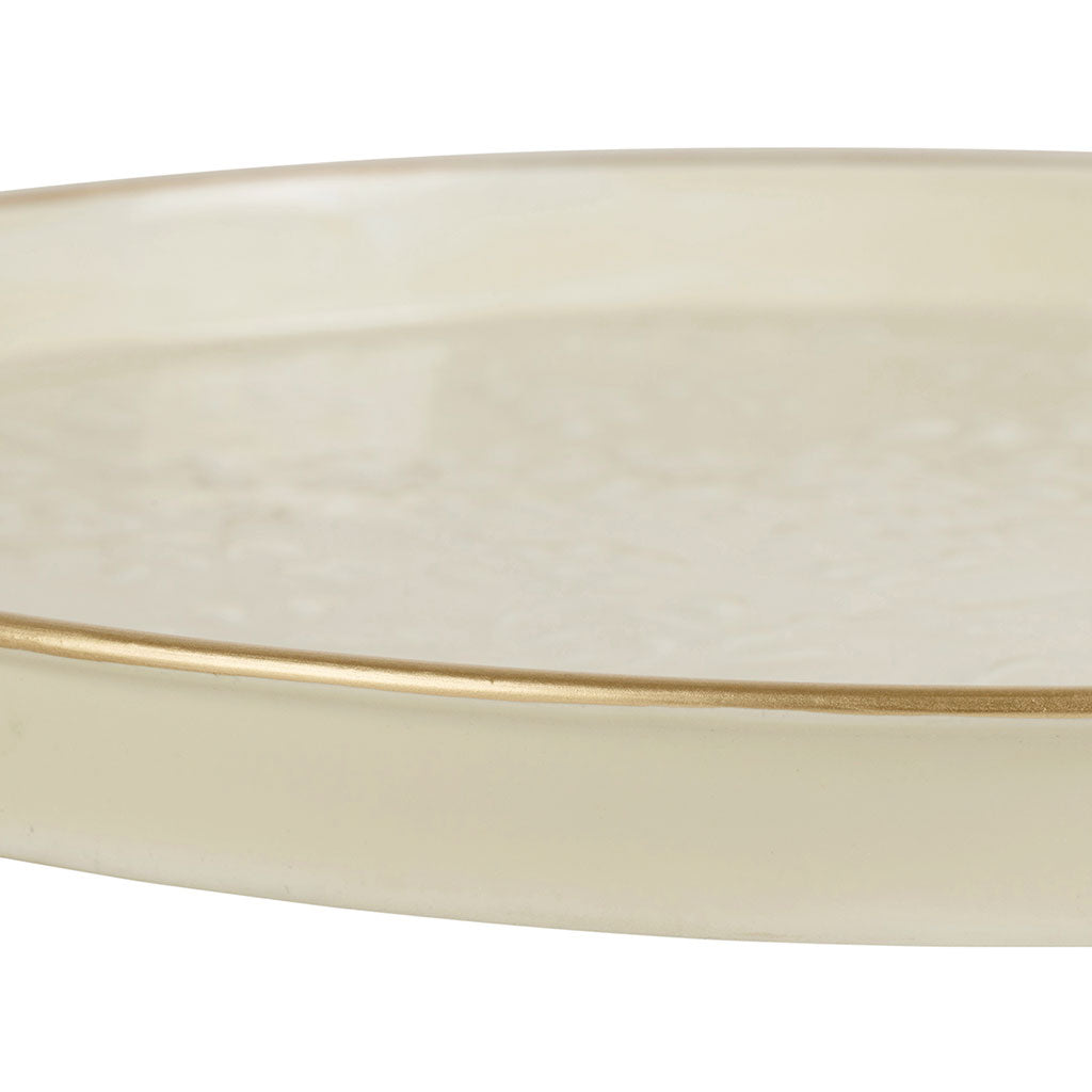 Plateau rond en fer écru et doré d36cm - Baroque