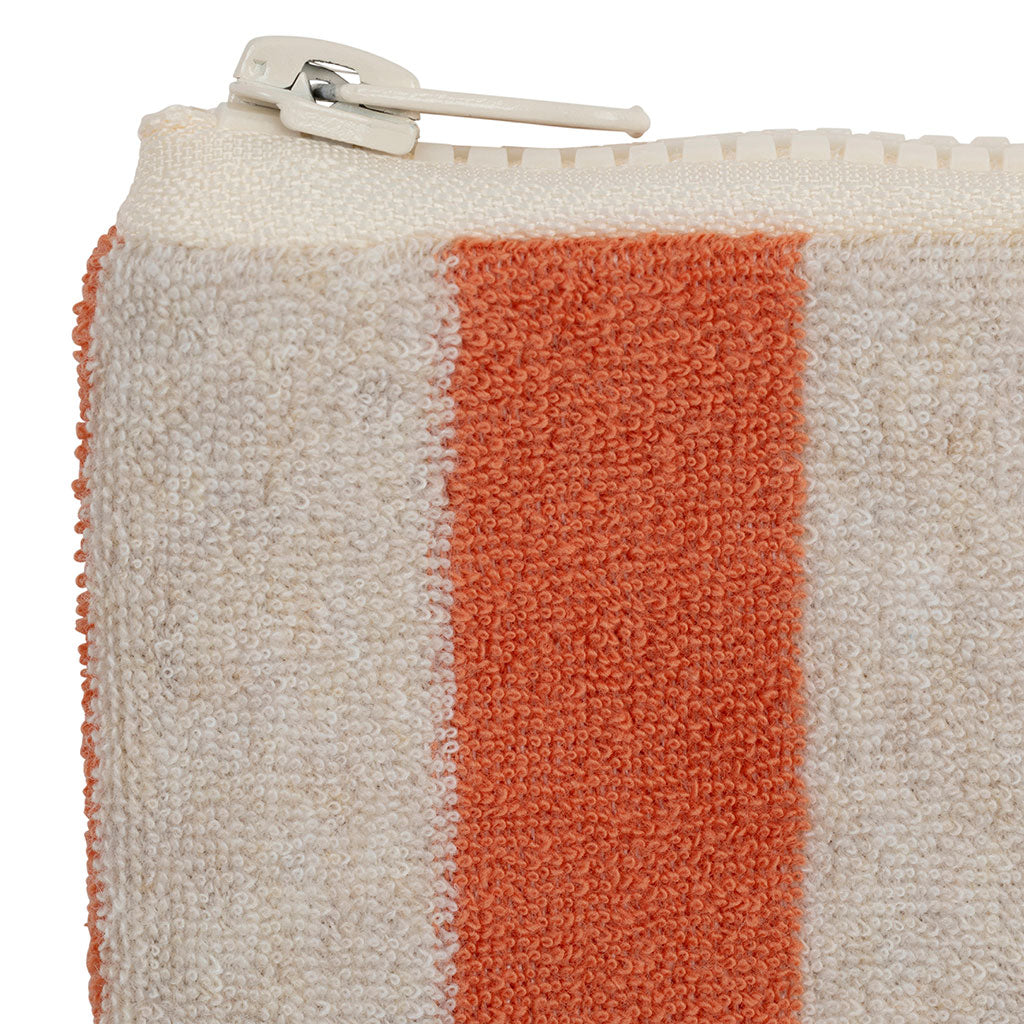 Pochette en coton rayée corail et blanc - Palma