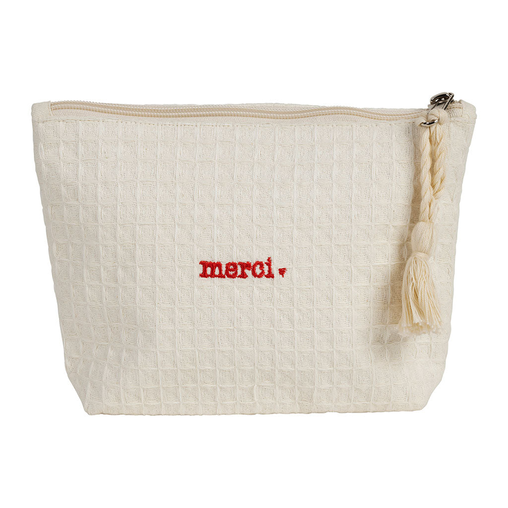 Pochette Merci en coton écru - Famille