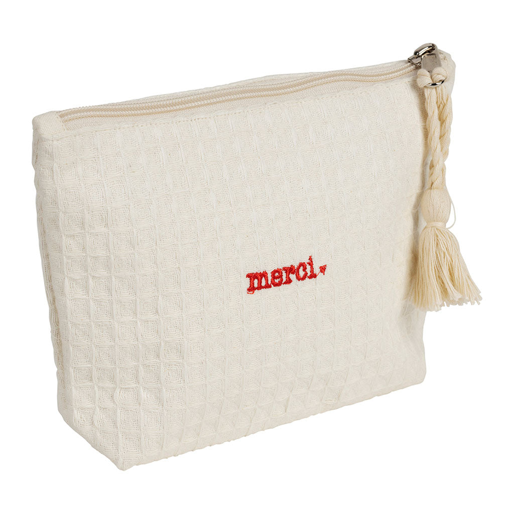 Pochette Merci en coton écru - Famille