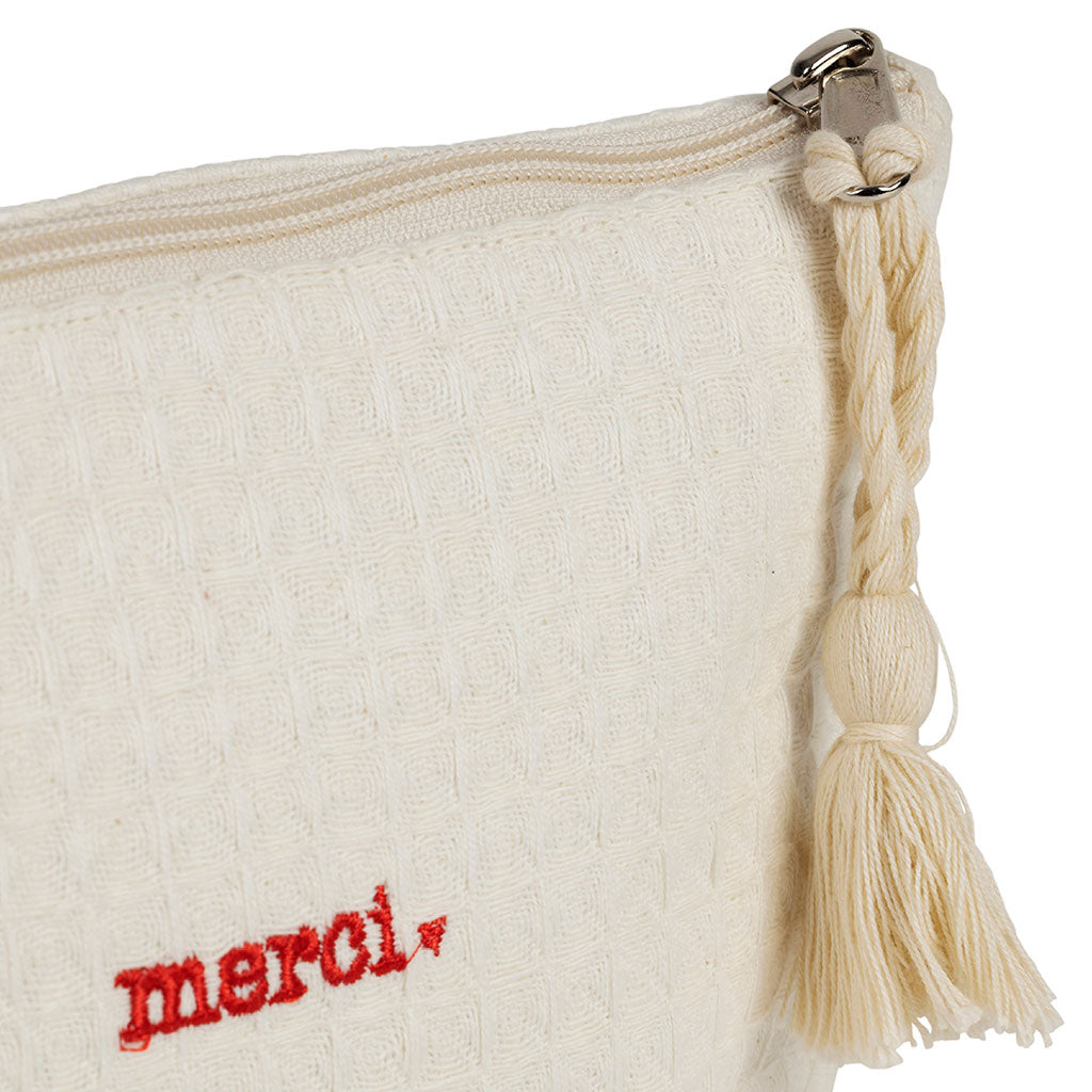 Pochette Merci en coton écru - Famille