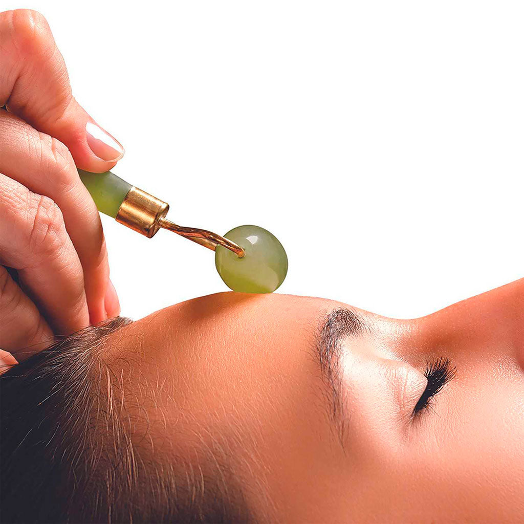 Rouleau de massage en pierre jade vert