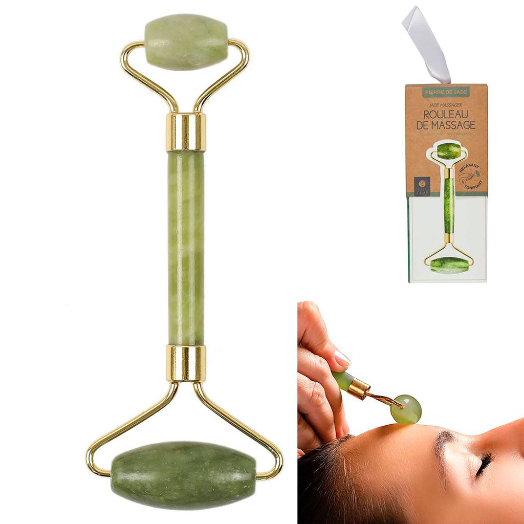 Rouleau de massage en pierre jade vert