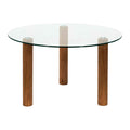 Table basse ronde en verre trempé et hévéa d75cm - Clara