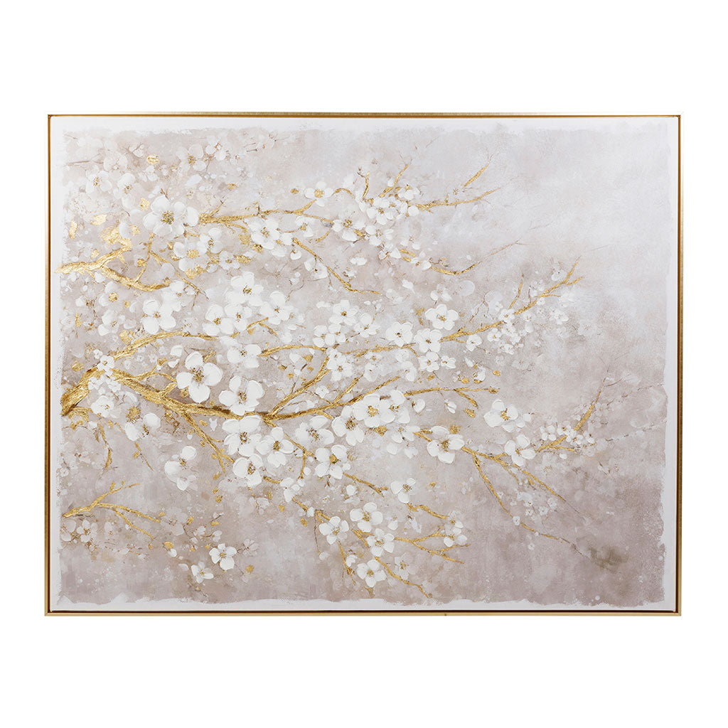 Tableau pommier doré et blanc 150x120cm