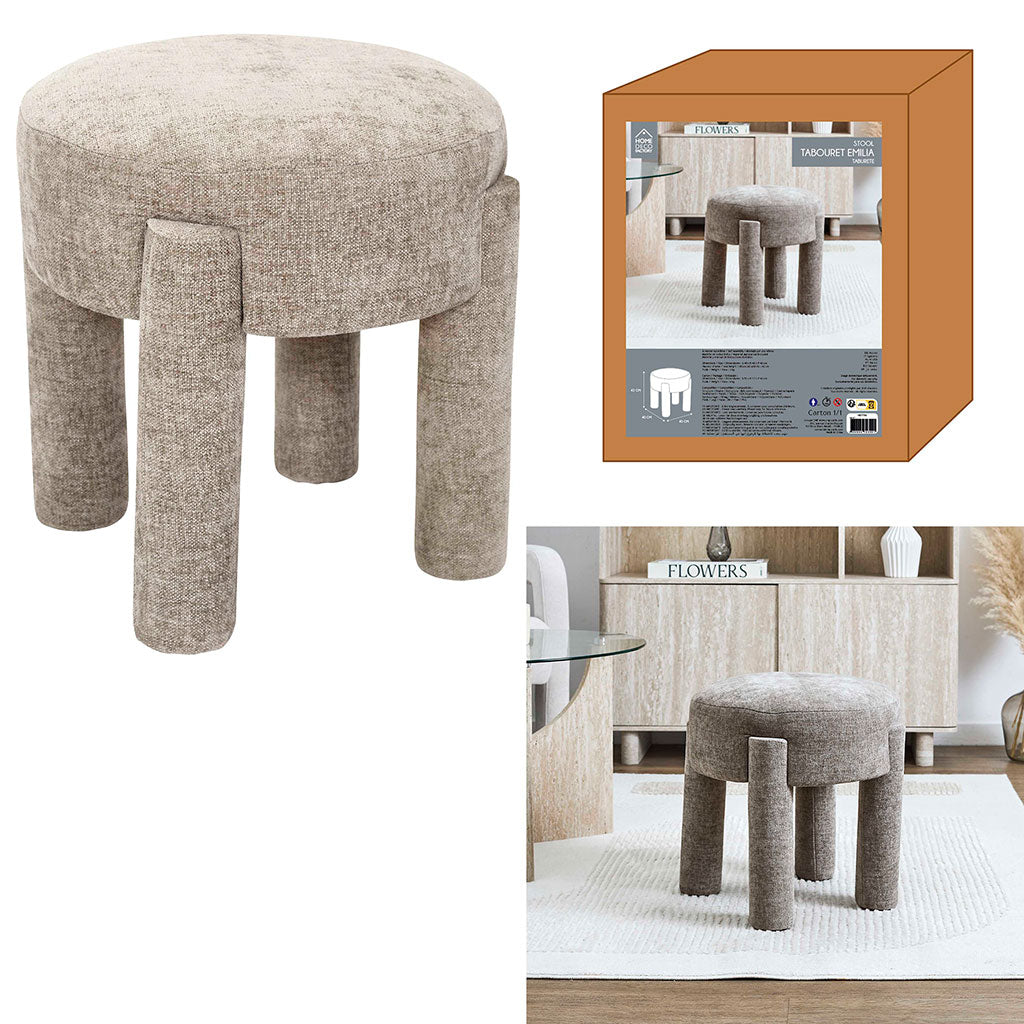 Tabouret en tissu taupe - Emilia