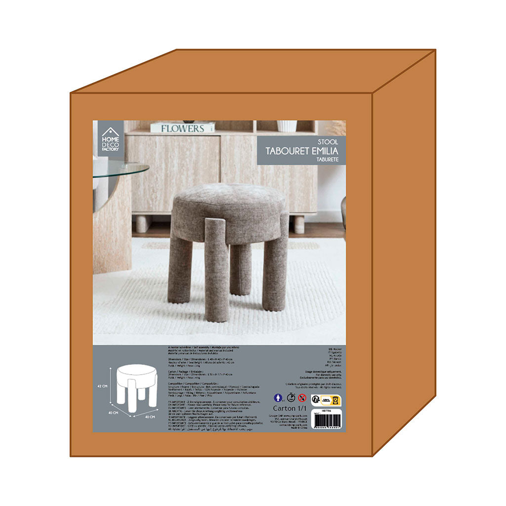 Tabouret en tissu taupe - Emilia