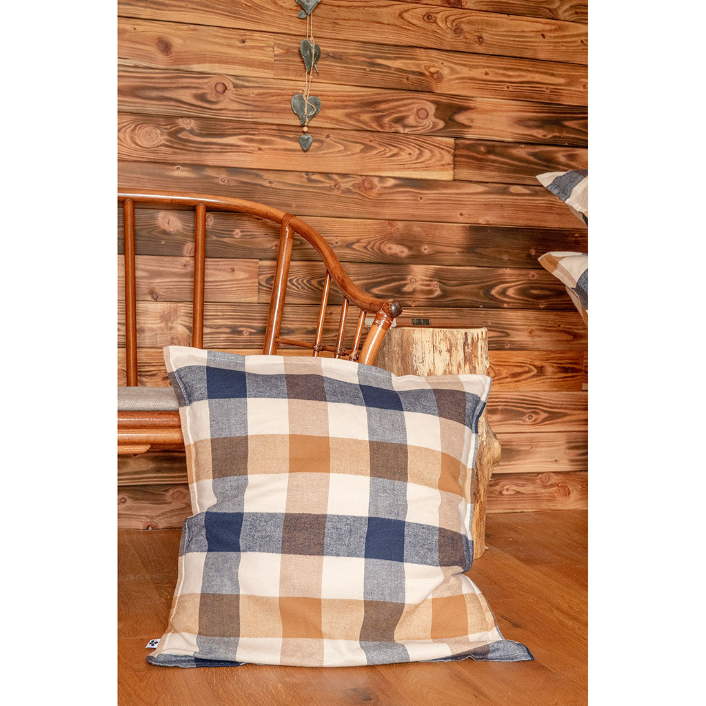 Taie d'oreiller en flanelle de coton à carreaux 63x63cm - Basile