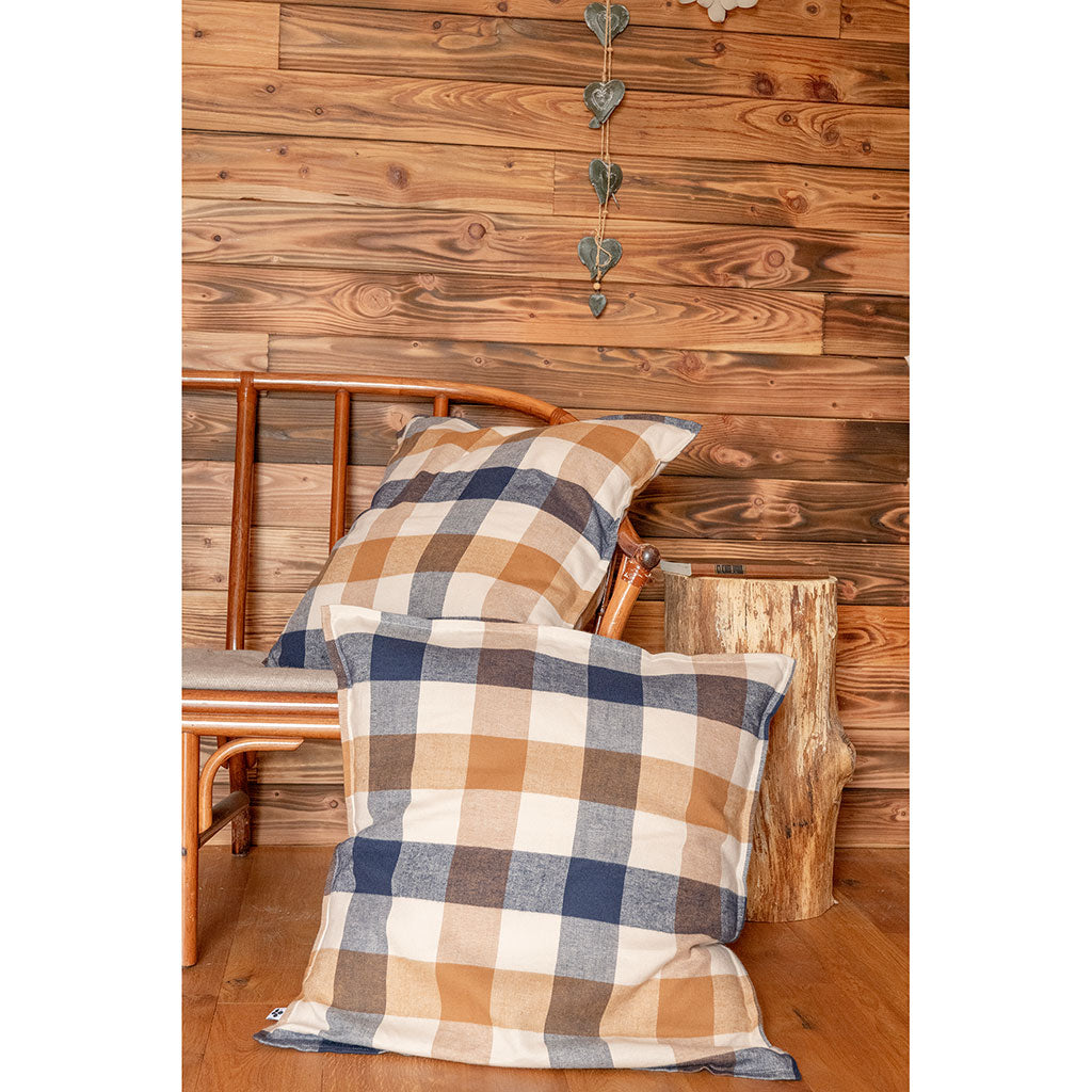 Taie d'oreiller en flanelle de coton à carreaux 63x63cm - Basile