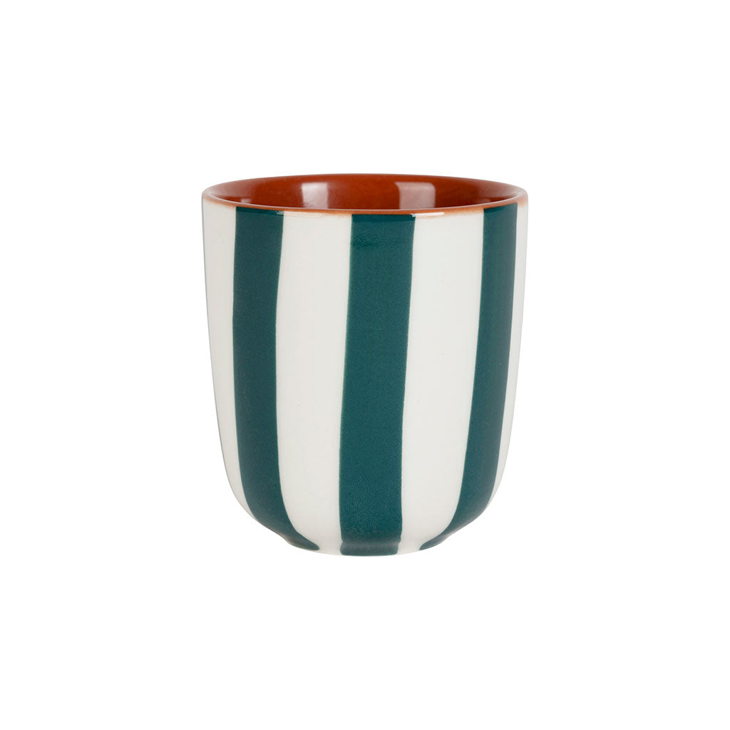 Tasse en grès rayée émeraude et blanc 10cl - Alaria