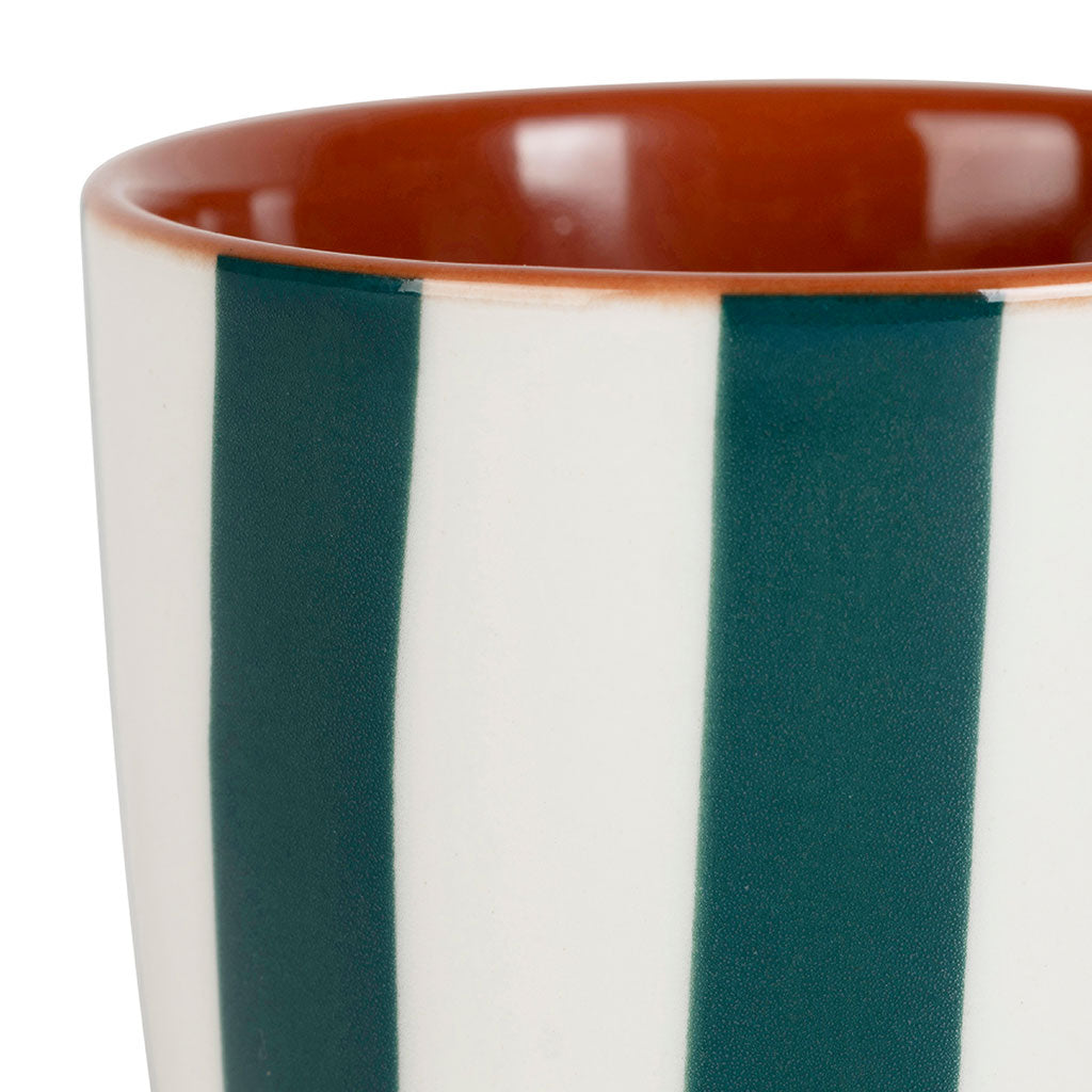 Tasse en grès rayée émeraude et blanc 10cl - Alaria