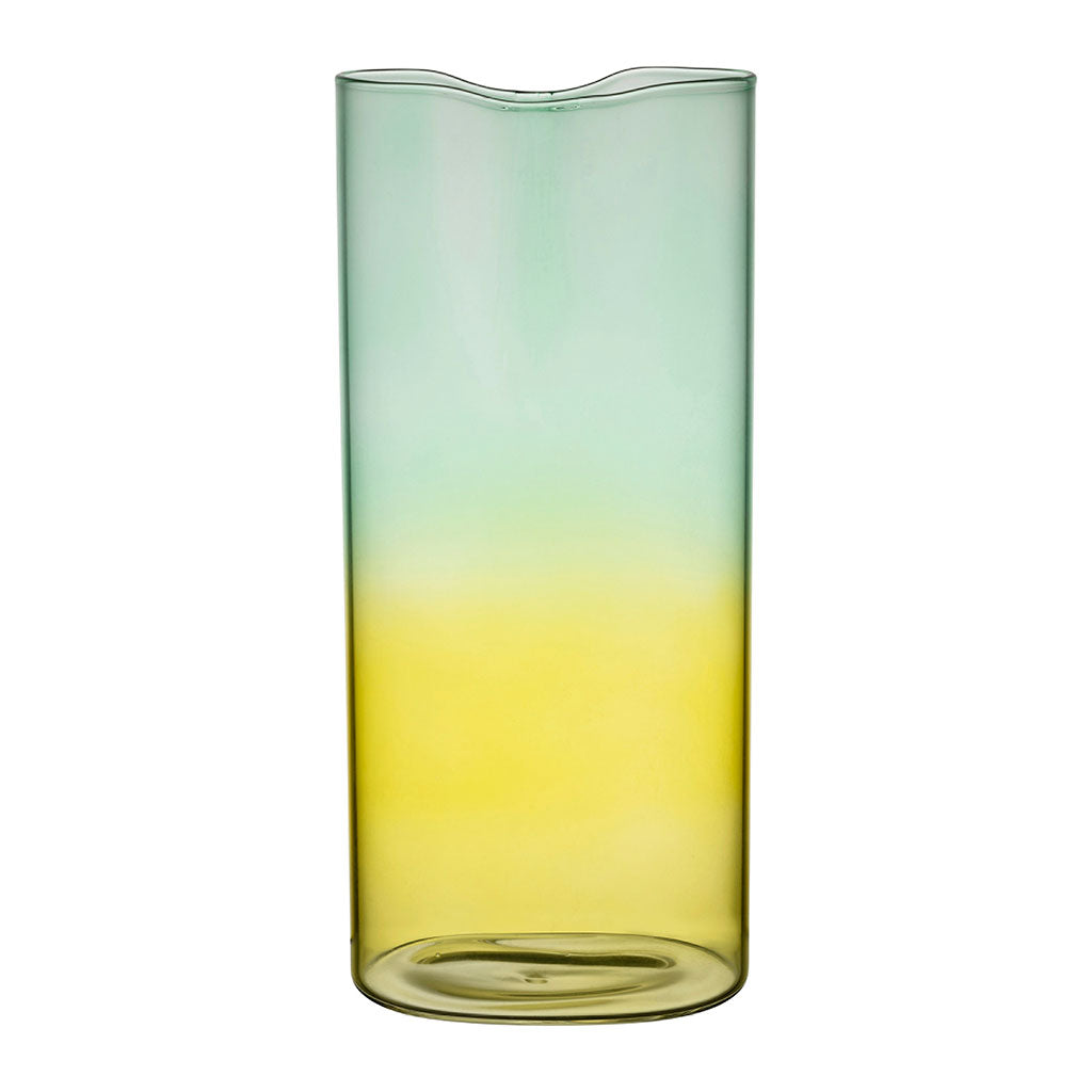 Vase en verre borosilicate turquoise et jaune h25cm - Funky